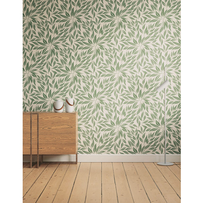 Botanical 03: Green Leaf Wallpaper - Modern Wallpaper