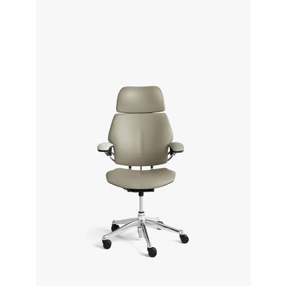 Humanscale Freedom Leather Office Chair Pebble/Chrome | H109-135 x W69 x D63.5cm