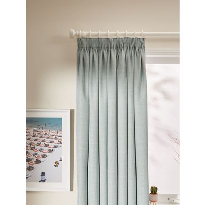 John Lewis Textured Weave Pair Blackout Lined Pencil Pleat Curtains Duck Egg | W167 x Drop 228cm