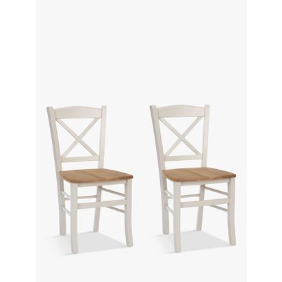 John Lewis Clayton Beech Wood Dining Chairs, Set of 2 Cream | H87.50 x W45 x D46.5cm