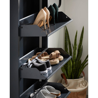 Ode shoe rack with 3 doors in dark grey, 50 x 103 cm