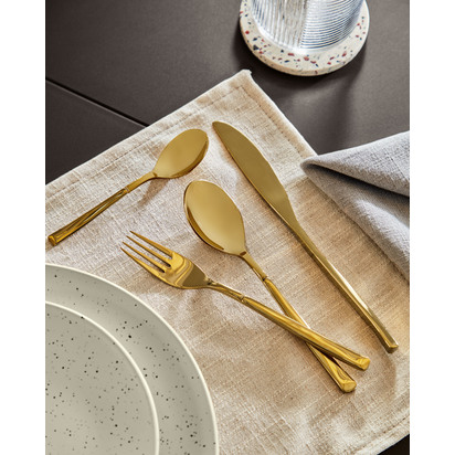 Lite square handle 16-piece golden cutlery set