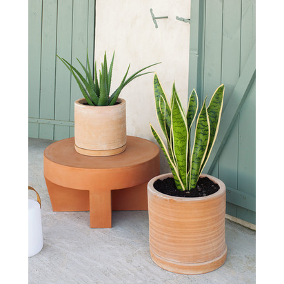Karlina set of 2 terracotta plant pots with dishes, Ã˜ 33 cm / Ã˜ 24 cm