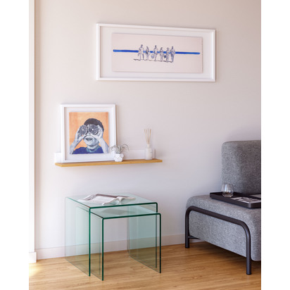 Abilen shelf in oak veneer and white lacquer 80 x 15 cm FSC 100%