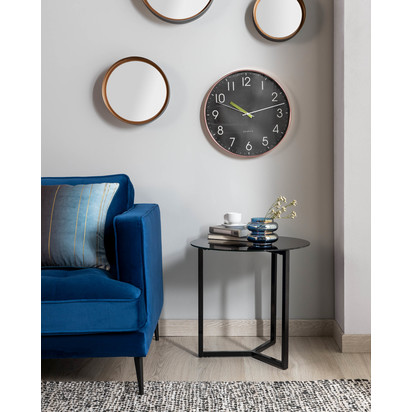 Black Raeam side table made with tempered glass and steel in black finish Ã˜ 50 cm