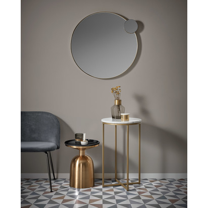 Sheffield side table in white marble and golden steel legs Ã˜ 43 cm
