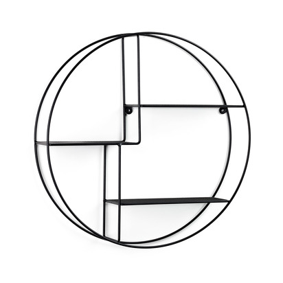 Across wall shelves in steel with black finish Ã˜ 55 cm