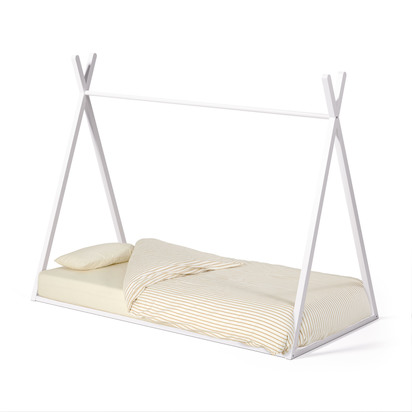 Maralis teepee bed made of solid beech wood with a white finish, for 90 x 190 cm mattresse