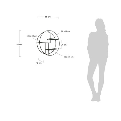 Across wall shelves in steel with black finish Ã˜ 55 cm