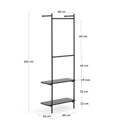 Galatia melamine and metal clothes rail with black finish 60 x 162 cm