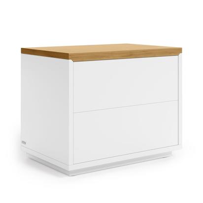 Abilen oak veneer and white lacquer bedside table 53 x 44 cm FSC 100%