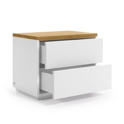 Abilen oak veneer and white lacquer bedside table 53 x 44 cm FSC 100%