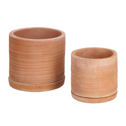 Karlina set of 2 terracotta plant pots with dishes, Ã˜ 33 cm / Ã˜ 24 cm