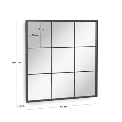 Ulrica black metal wall mirror 80 x 80 cm