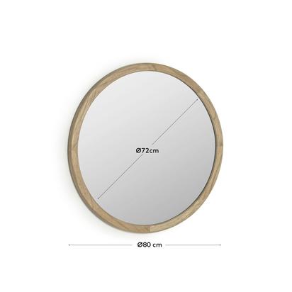 Alum round solid mindi wood mirror 80 cm