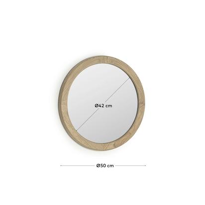 Alum round solid mindi wood mirror 50 cm