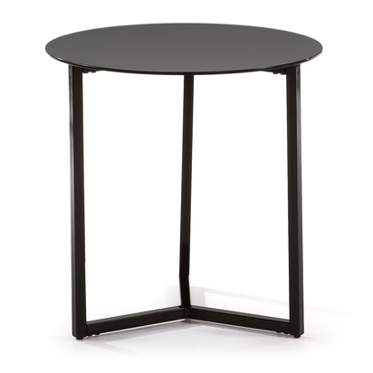 Black Raeam side table made with tempered glass and steel in black finish Ã˜ 50 cm