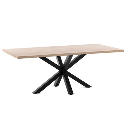 Argo table in melamine with natural finish and steel legs with black finish 180 x 100 cm