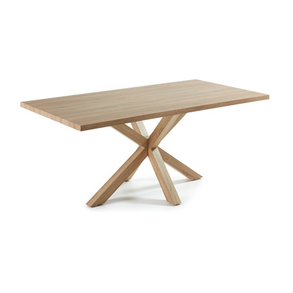 Argo table in melamine with natural finish and wood-effect steel legs 200 x 100 cm