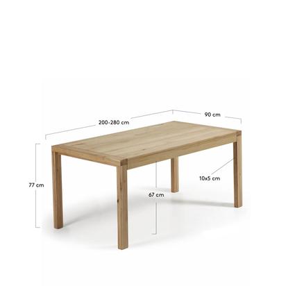 Briva extendable table with a natural oak wood finish, 180 (230) x 90 cm