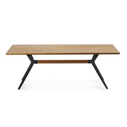 Amethyst oak veneer table with a distressed finish and black steel legs, 160 x 90 cm