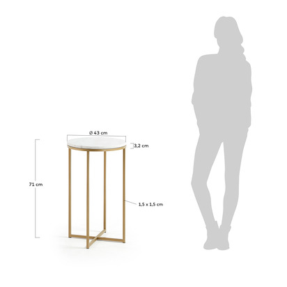 Sheffield side table in white marble and golden steel legs Ã˜ 43 cm