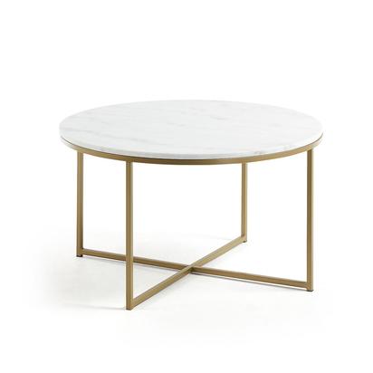 Sheffield coffee table in white marble and golden steel legs Ã˜ 80 cm