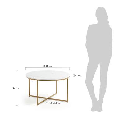 Sheffield coffee table in white marble and golden steel legs Ã˜ 80 cm