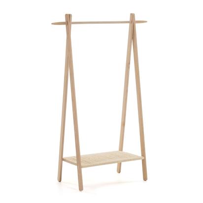 Natane birch wood and rattan clothing rail, 95 x 152 cm