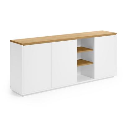 Abilen oak wood veneer 3 door sideboard with white lacquer, 180 x 75 cm FSC 100%