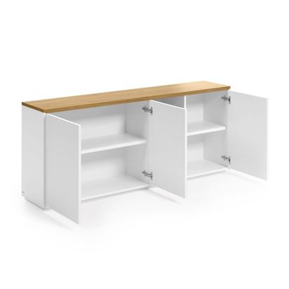 Abilen oak wood veneer 3 door sideboard with white lacquer, 180 x 75 cm FSC 100%