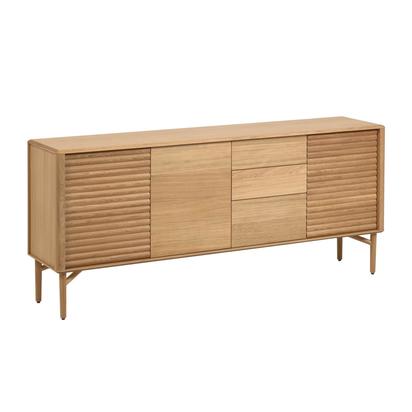 Lenon oak wood and veneer sideboard with 3 doors & 3 drawers, 200 x 86 cm FSC MIX Credit