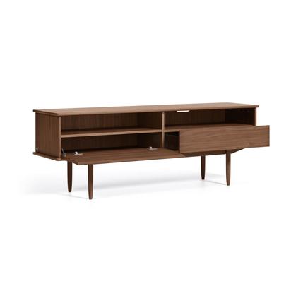 Carolin walnut wood veneer single door & drawer TV stand, 180 x 63.5 cm