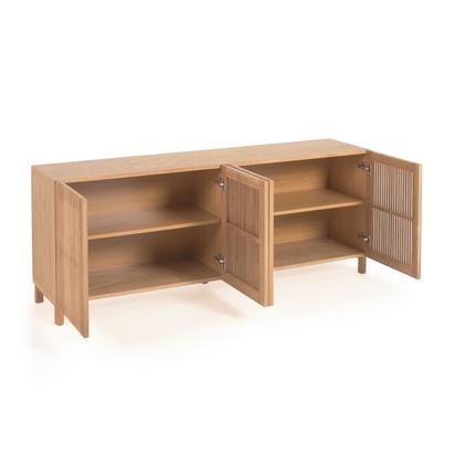 Beyla 4-door sideboard in solid ash wood and oak veneer 180 x 71.5 cm FSC 100%