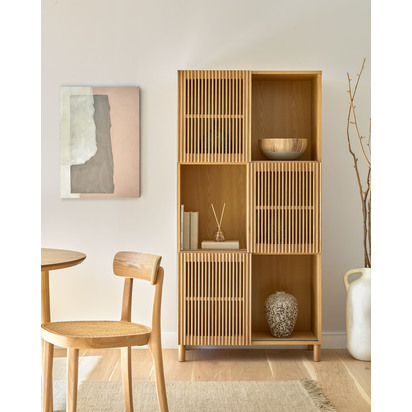 Beyla shelf unit in solid ash wood and oak veneer 84.5 x 170 cm FSC 100%