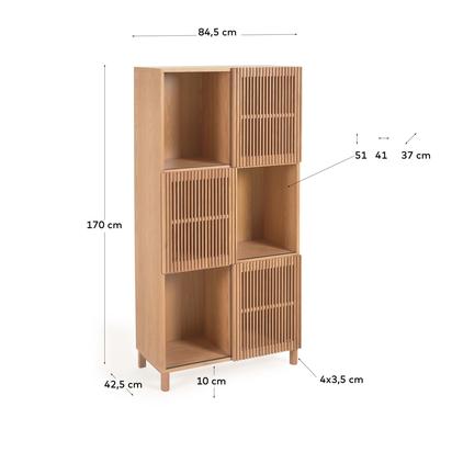 Beyla shelf unit in solid ash wood and ash veneer 84.5 x 170 cm FSC 100%