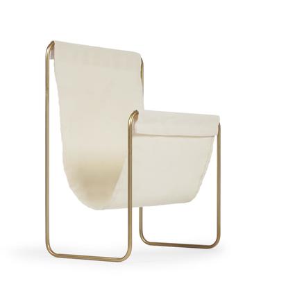 Siana beige magazine rack in golden metal