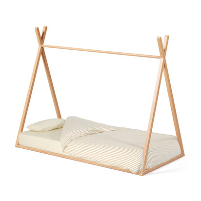 Maralis teepee bed made of solid beech wood with a natural finish, for 90 x 190 cm mattres