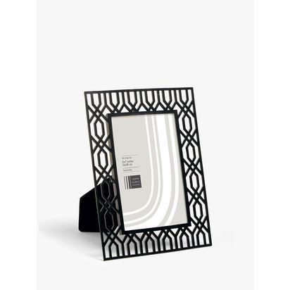 John Lewis Geometric Metal Photo Frame, Black Black | H242 x W190 x D12mm