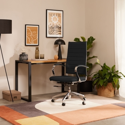 Deluxe High Back Office Chair, Black & Chrome