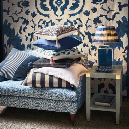 35cm Warna Silk Pleated Lampshade - Dark Blue