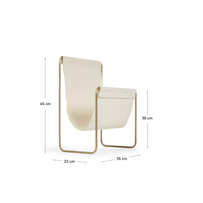 Siana beige magazine rack in golden metal