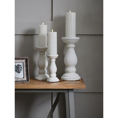 Large Matt White Ceramic Candle Holder
