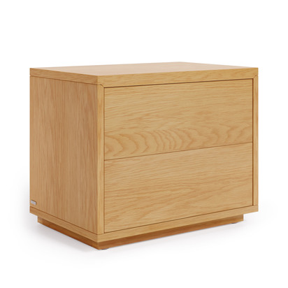 Abilen oak veneer and white lacquer bedside table, 53 x 44 cm, certified FSC 100%