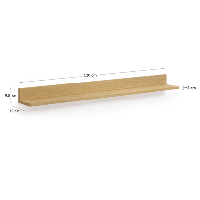 Abilen oak veneer and white lacquer shelf, 120 x 15 cm, FSCâ„¢ 100% certified