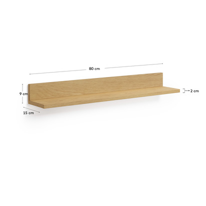 Abilen oak veneer shelf with natural finish, 80 x 15 cm, FSCâ„¢ 100% certified