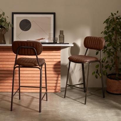 Boston Metal Kitchen Stool, Tan