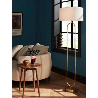 John Lewis Oval Floor Lamp, Metallic Brass Metallic Brass | H150 x W42 x D46cm