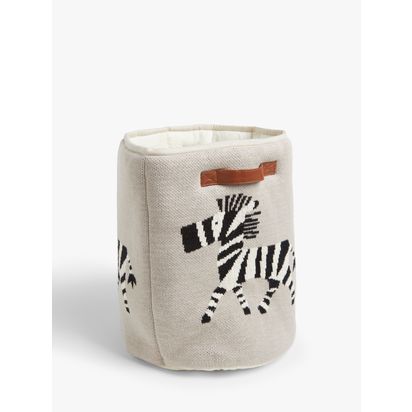 John Lewis Zebra Knitted Storage Basket, Natural Natural | H42 x Dia.34cm