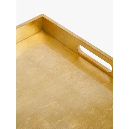 John Lewis Rectangular Lacquer Tray, 46cm, FSC-Certified (MDF) Gold | H5.00cm * W35.50cm * D45.70cm
